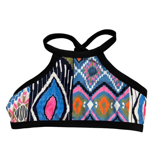 Seafolly Girls Halter Neck Multicolor Print Bikini Top Swimwear Size 6 New - Picture 1 of 3